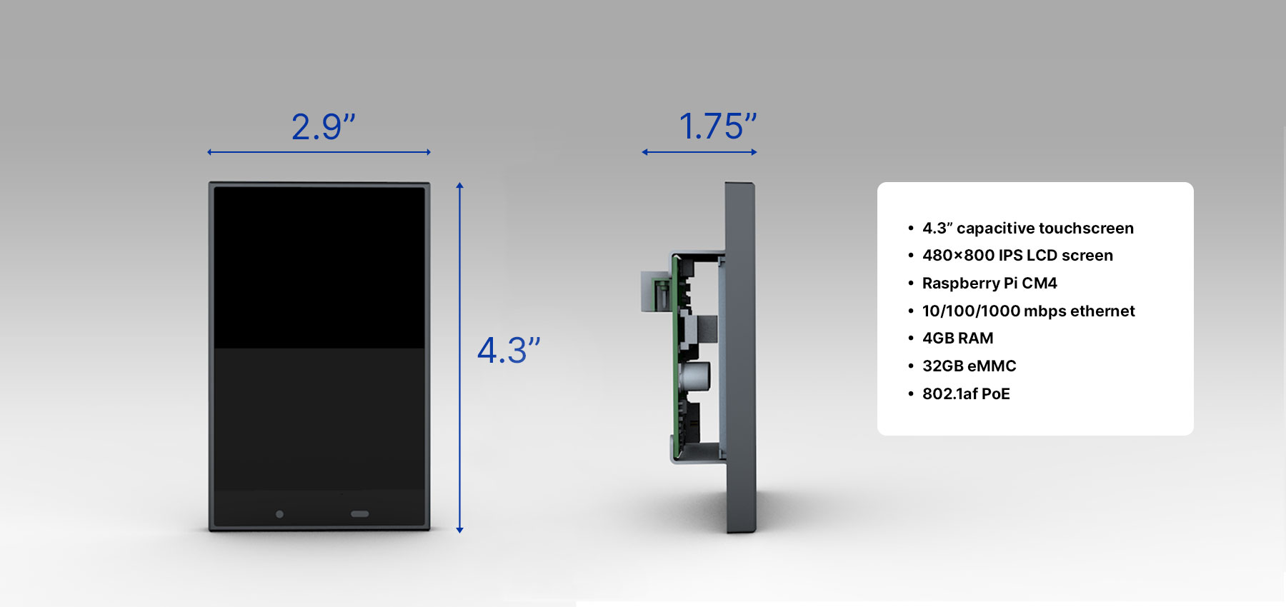 touch screen diagram with dimensions